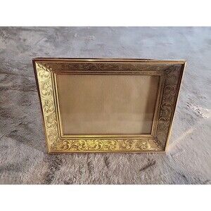 Fantastic Vintage Mid Century Gold Metal Glass Picture Frame For 9x 7